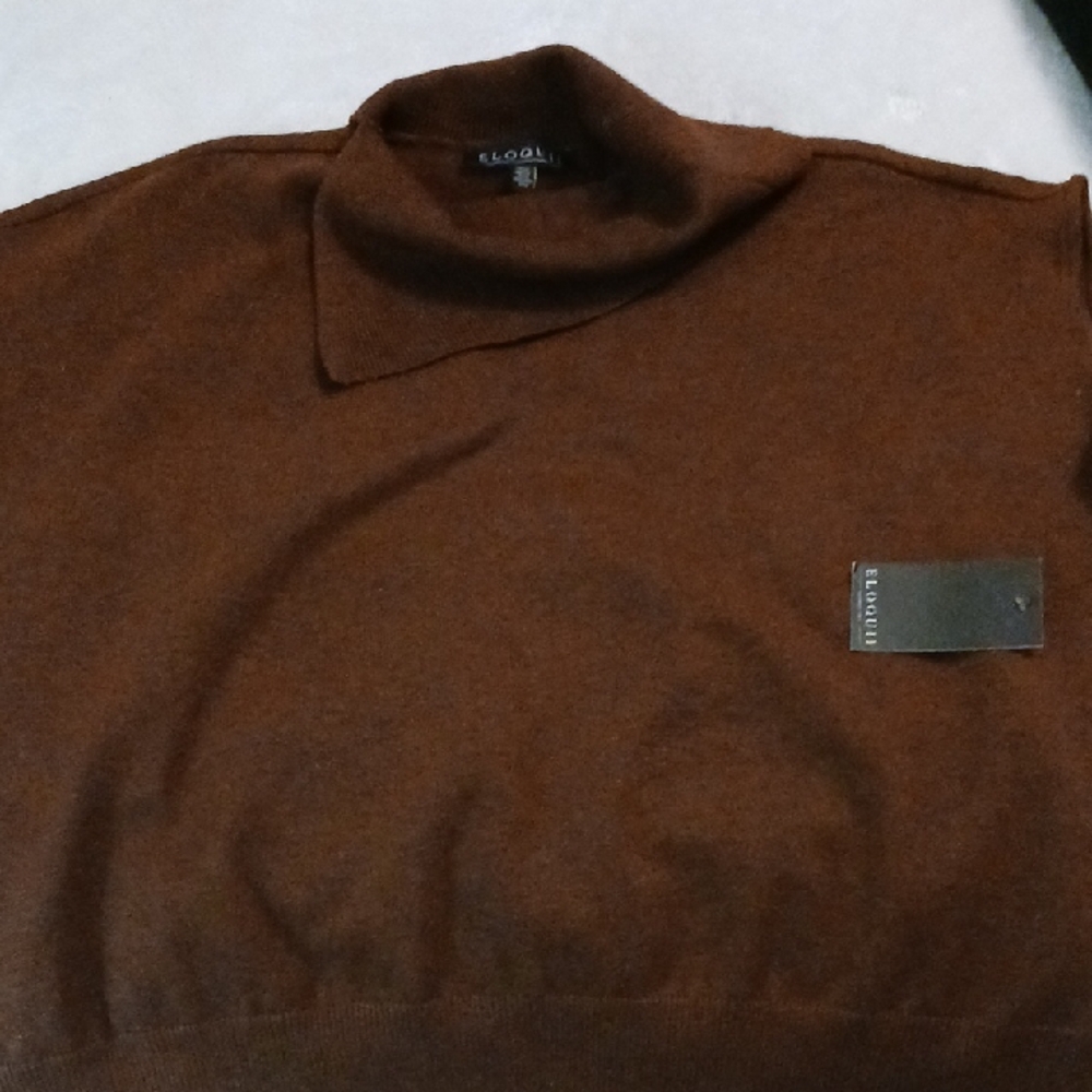 Eloquii Womens Chocolate Brown Sleeveless Turtleneck Knit Sweater.